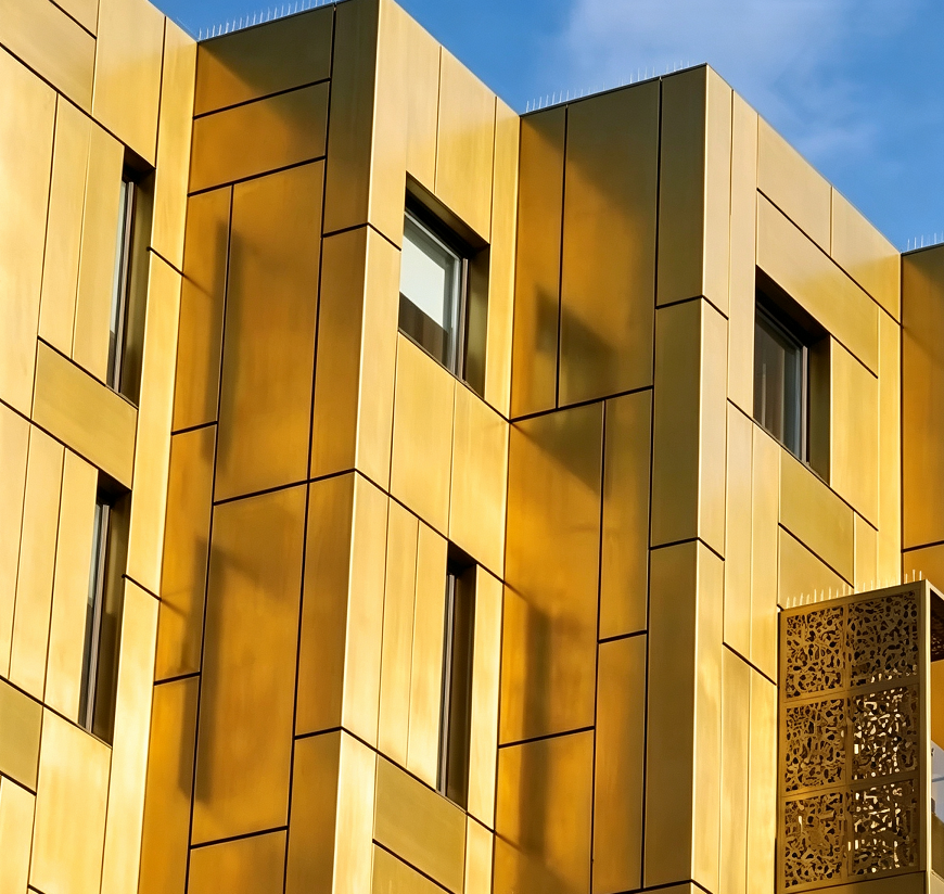Gold panel facade
