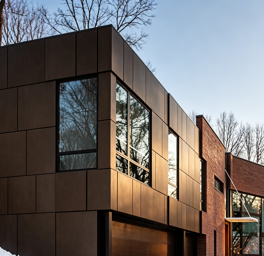 Dark panel facade