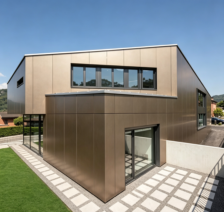 Brown panel facade